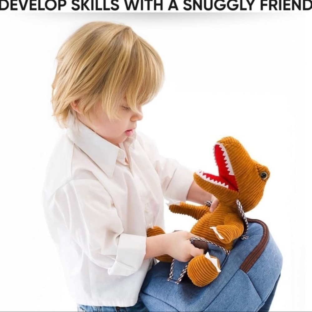 Naturally Kids Plush Carry Along Backpack w/ Dinosaur Friends
